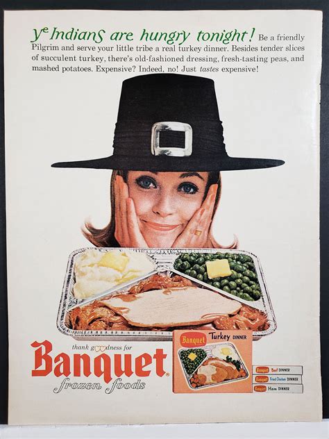 ad 1964 banquet foods turkey frozen tv dinner vintage print ad etsy