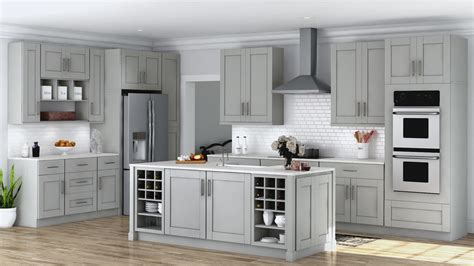 shaker base cabinets  dove gray kitchen  home depot