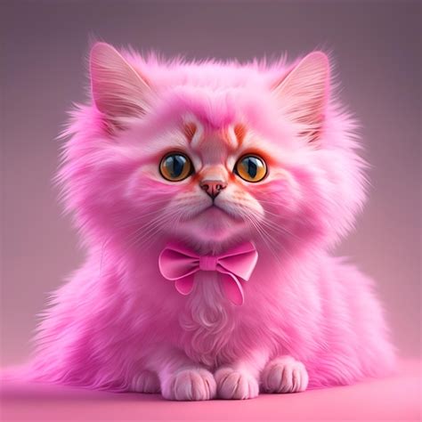 premium ai image cute pink cat
