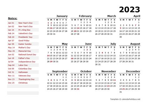 yearly calendar templates