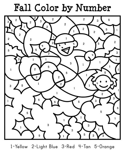 fall color  number coloring pages