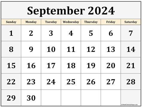 calendar september  template printable calendar