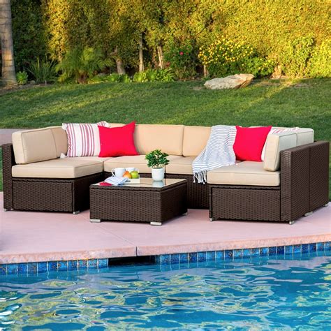 choice products  piece modular outdoor patio rattan wicker