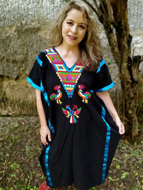 3xl 4xl Mexican Huipil Huipil With Embroidered Roosters Mexican Tunic