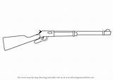 Rifle Winchester Drawing Draw Rifles Step sketch template