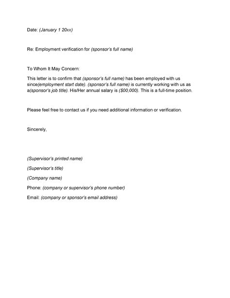 proof  employment letter template  letter  employment