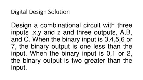 solution design  combinational circuit   inputs       outputs studypool