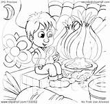 Eating Boy Outline Food Coloring Tiny Illustration Royalty Clipart Bannykh Alex Rf Without sketch template