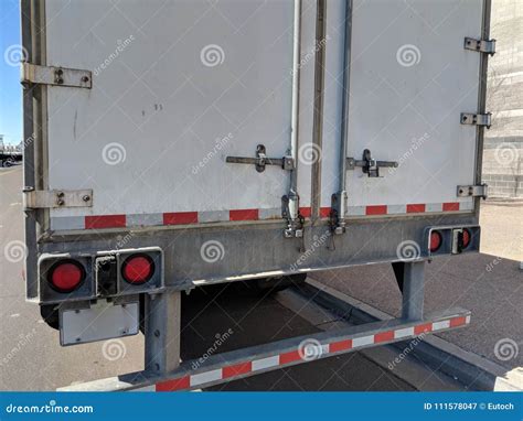 trailer rear doors stock image image  signals gray
