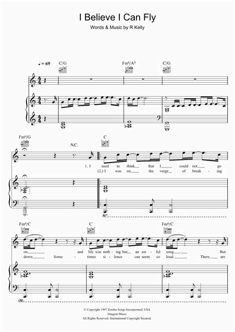 I Believe I Can Fly Piano Sheet Music Onlinepianist