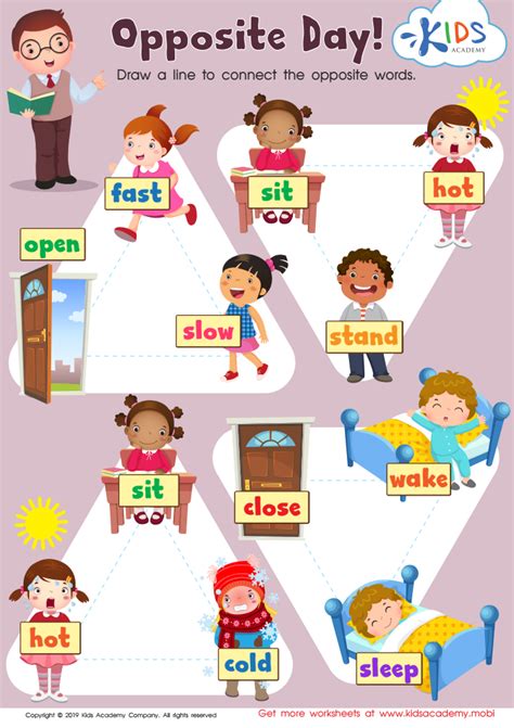 matching opposites worksheet  preschool  kindergarten  learning