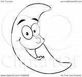 Moon Outline Crescent Coloring Happy Illustration Clip Royalty Clipart Vector Toon Hit Regarding Notes sketch template