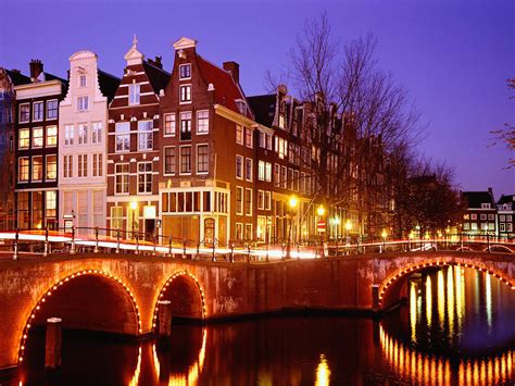 city lights amsterdam  netherlands wallpaper