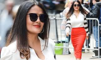 Salma Hayek Steps Out In Figure Hugging Outfit In Nyc Daily Mail Online
