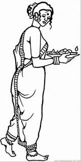 Coloring Saree Pages Girl сари Indian раскраски Girls Ru sketch template