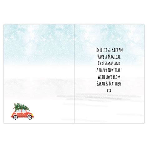 driving home  christmas personalised christmas card