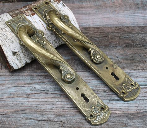 set   brass antique door handle vintage front door handle etsy