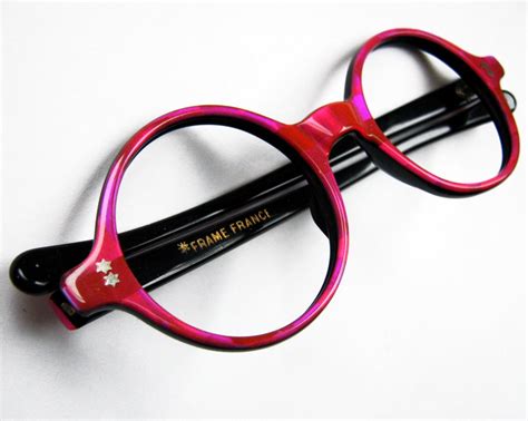 vintage 1960 s 360 round hot pink mosaic eyeglass frames made in france