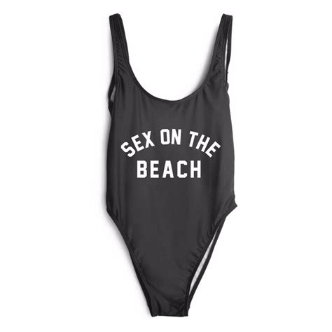 sex on the beach funny letter high cut swimsuit one piece swimwear