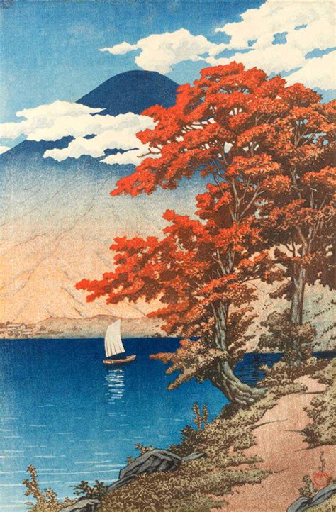 japanese art print lake chuzenji  nikko  etsy japanese art