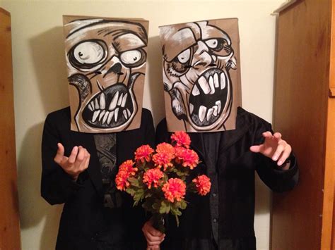zombie face paper bags easy last minute costume mask