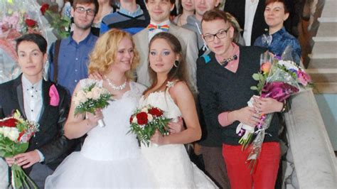 lgbt marriage two brides officially tie the knot in