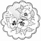 Coloring Pansies Pages Flower Stress Anti Hint Color Printable Digital Diy sketch template