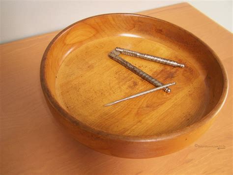 vintage wood nut bowl set  jennings bros nut cracker  etsy