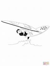 Windsurfing Coloring Jumping Wave Windsurfer Pages Girl Supercoloring Categories sketch template