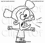 Cartoon Clipart Yelling Girl Illustration Royalty Toonaday Outline Vector sketch template