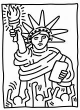 Statue Liberty Haring Keith Coloring Pages Printable sketch template