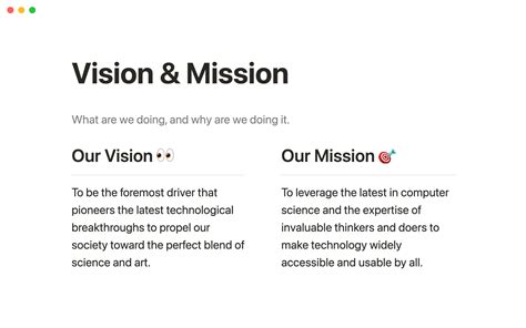 vision  mission notion template