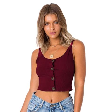 Summer Sexy Women Knit Midriff Baring Crop Top Vests Solid Color