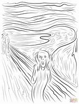 Munch Edvard Kleurplaten Schreeuw Scream sketch template