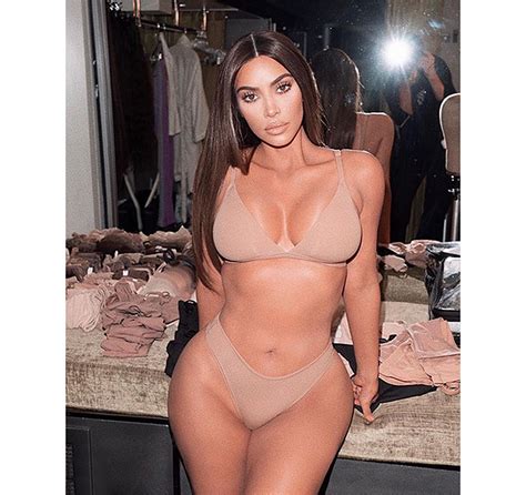 kim kardashian shows off insanely tiny waist in skims