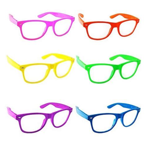 lot of 6 nerd glasses buddy holly wayfarer clear lenses multi color