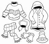 Clothes Winter Coloring Printable Pages Kids sketch template