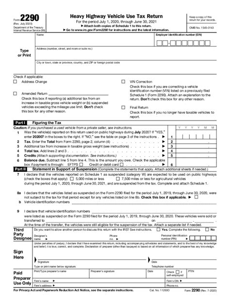 Irs 2290 2020 2022 Fill And Sign Printable Template Online Us Legal
