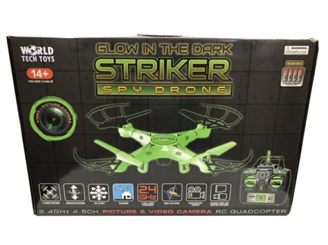 nib striker glow   dark rc spy drone green picture video world tech toys ebay