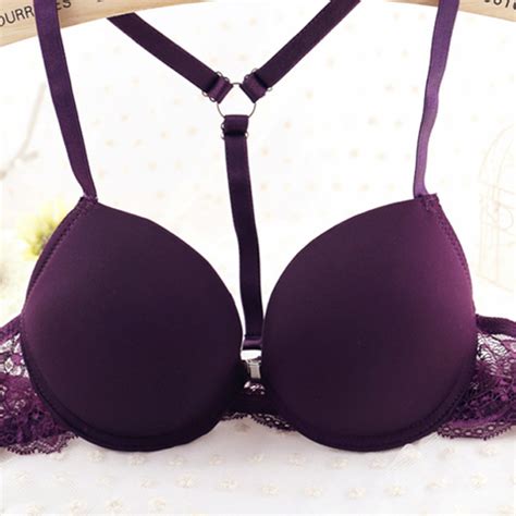 womens front closure lace racer back racerback push up seamless bra
