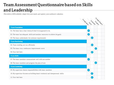 team assessment questionnaire based  skills  leadership