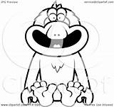 Macaque Monkey Sitting Clipart Cartoon Outlined Coloring Vector Cory Thoman Royalty sketch template