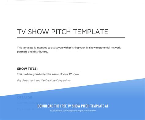 pitch  tv show   pro  pitch template