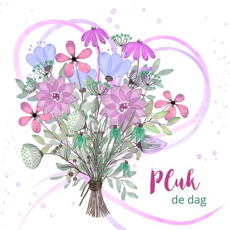 wenskaart boeket bloemen paars roze kaartjego