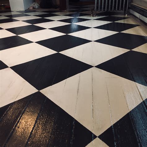 painted floor checkerboard  hardwood
