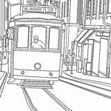 Portugal Lisbon Coloring Tram Famous Globetrotters Katie Matthews Daydreamers Inspirational Lines Between Adult Travel Book Illustration sketch template