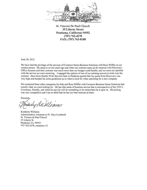 testimonial letters common sense business solutions