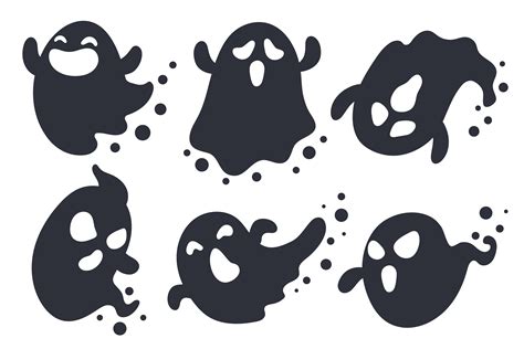 halloween ghost silhouette cartoon set  vector art  vecteezy