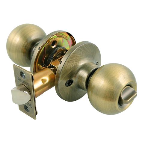 toledo fine locks antique brass privacy door knob lock set cvavus  home depot