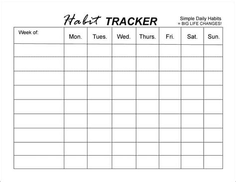 monthly habit tracker template